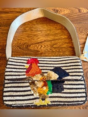 Viral Sequin Rooster Striped Shoulder Bag, Perfect for Key West!